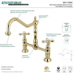 Outlet Heritage 2-Hole Kitchen Bridge Faucet Bridge Faucets