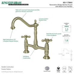 Outlet Heritage 2-Hole Kitchen Bridge Faucet Bridge Faucets