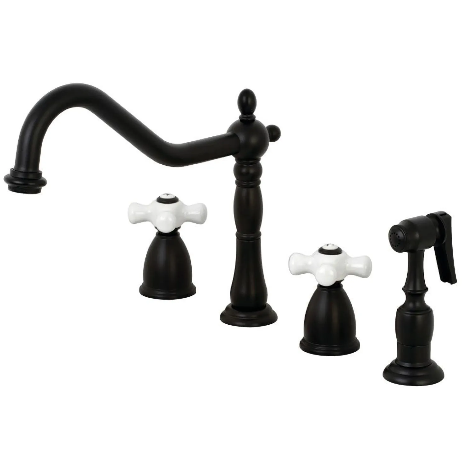 New Heritage 4-Hole Widespread Kitchen Faucet with Brass Sprayer Widespread Kitchen Faucets|Faucets With Side Spray
