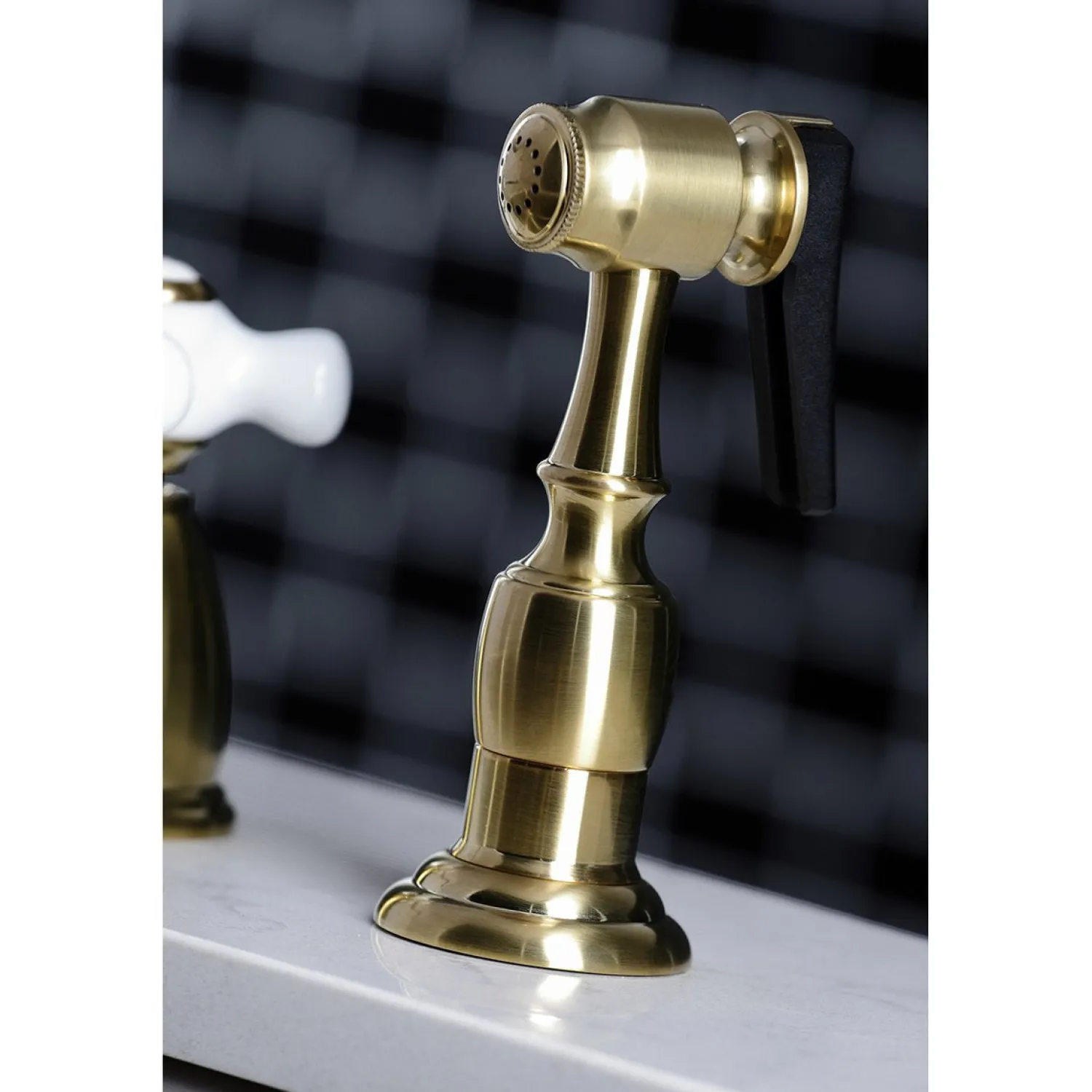 New Heritage 4-Hole Widespread Kitchen Faucet with Brass Sprayer Widespread Kitchen Faucets|Faucets With Side Spray