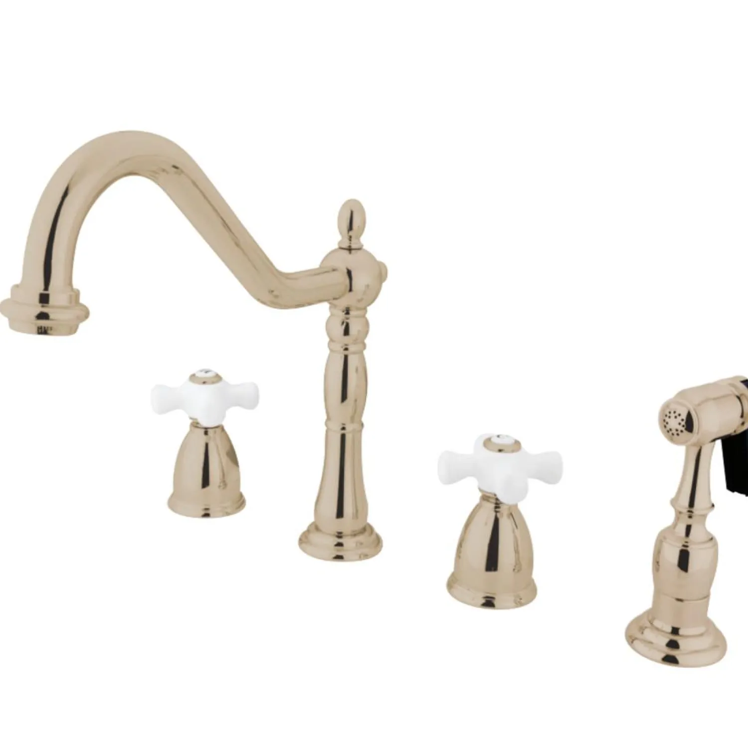 New Heritage 4-Hole Widespread Kitchen Faucet with Brass Sprayer Widespread Kitchen Faucets|Faucets With Side Spray