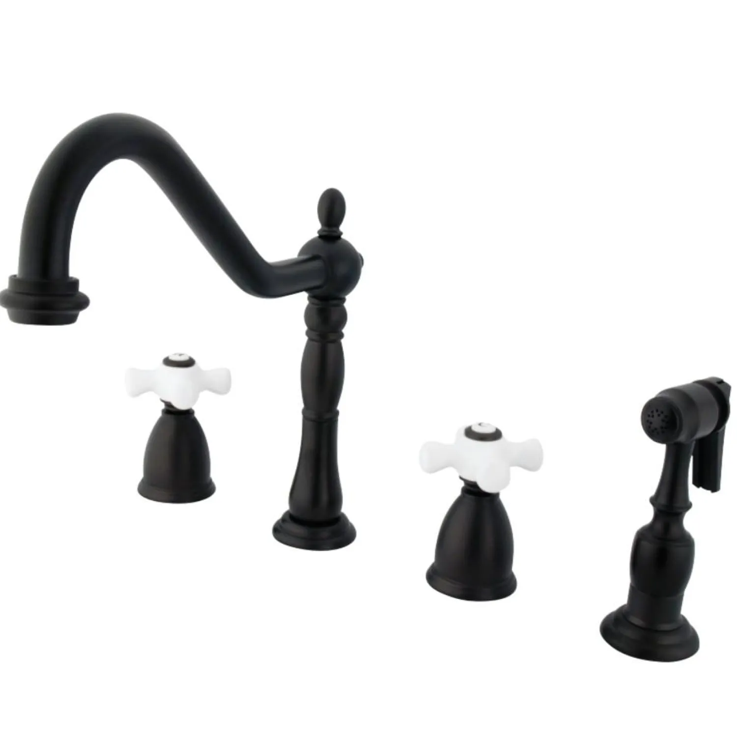 New Heritage 4-Hole Widespread Kitchen Faucet with Brass Sprayer Widespread Kitchen Faucets|Faucets With Side Spray