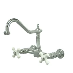 Hot Heritage 2-Hole 8-Inch Wall Mount Kitchen Faucet Wall Mounted Kitchen Faucets