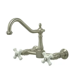 Hot Heritage 2-Hole 8-Inch Wall Mount Kitchen Faucet Wall Mounted Kitchen Faucets