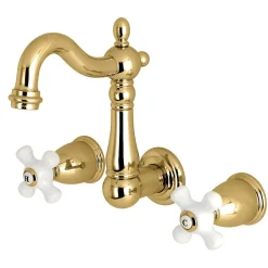 Best Heritage 3-Hole 8-Inch Center Wall Mount Bathroom Faucet Wall Mount