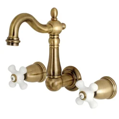 Best Heritage 3-Hole 8-Inch Center Wall Mount Bathroom Faucet Wall Mount