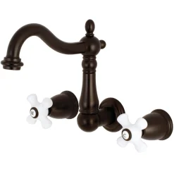 Clearance Heritage 3-Hole 8" Center Wall Mount Bathroom Faucet Wall Mount