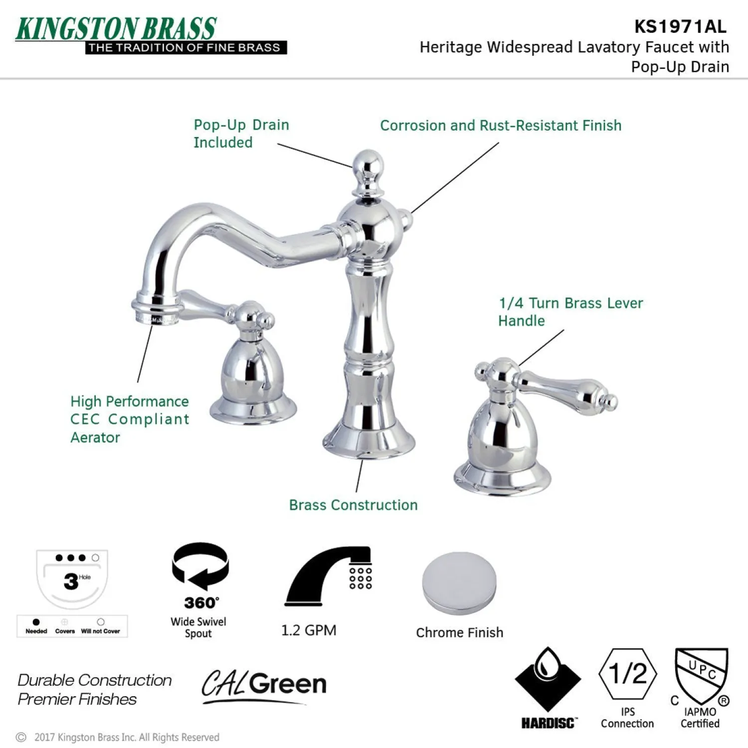 Online Heritage 3-Hole 8" Widespread Bathroom Faucet 8" Widespread
