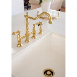 Heritage 8-Inch Bridge Kitchen Faucet with Brass Sprayer Bridge Faucets