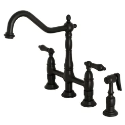 Heritage 8-Inch Bridge Kitchen Faucet with Brass Sprayer Bridge Faucets