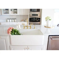 Heritage 8-Inch Bridge Kitchen Faucet with Brass Sprayer Bridge Faucets