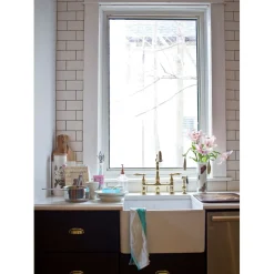 Heritage 8-Inch Bridge Kitchen Faucet with Brass Sprayer Bridge Faucets