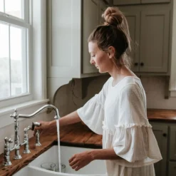 Heritage 8-Inch Bridge Kitchen Faucet with Brass Sprayer Bridge Faucets