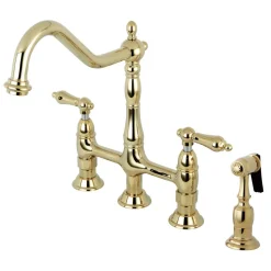 Heritage 8-Inch Bridge Kitchen Faucet with Brass Sprayer Bridge Faucets