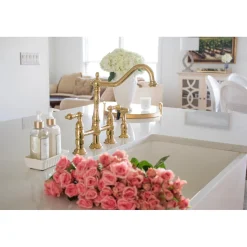 Heritage 8-Inch Bridge Kitchen Faucet with Brass Sprayer Bridge Faucets
