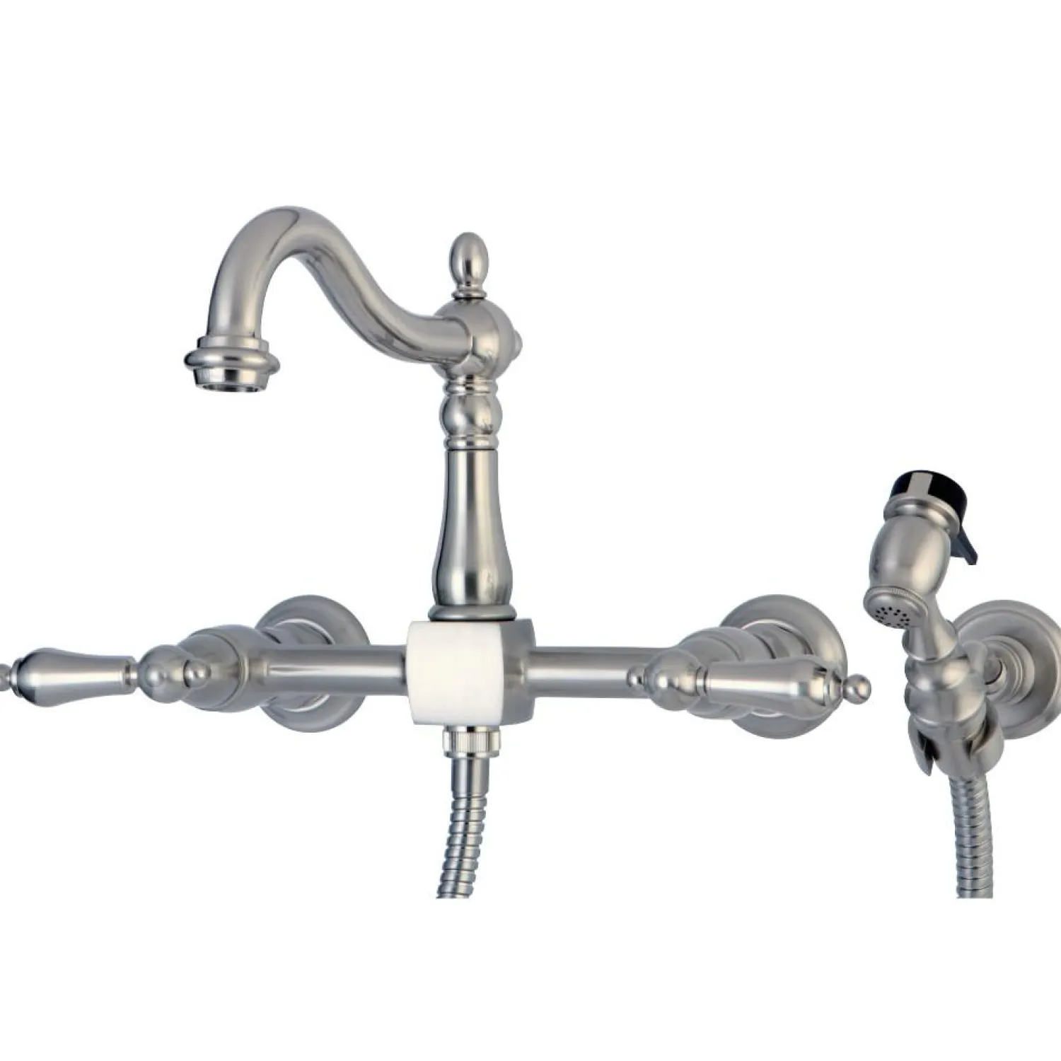 Discount Heritage 8-Inch Centerset Wall Mount Kitchen Faucet with Brass Sprayer Wall Mounted Kitchen Faucets|Faucets With Side Spray