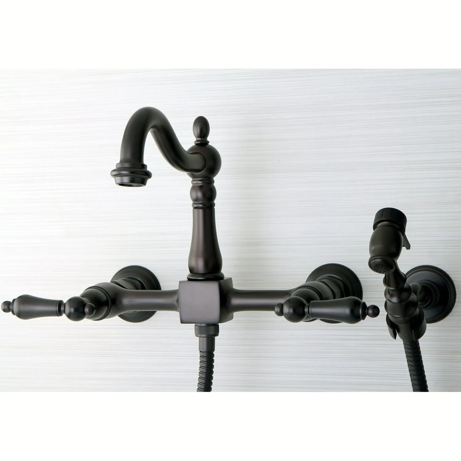 Discount Heritage 8-Inch Centerset Wall Mount Kitchen Faucet with Brass Sprayer Wall Mounted Kitchen Faucets|Faucets With Side Spray