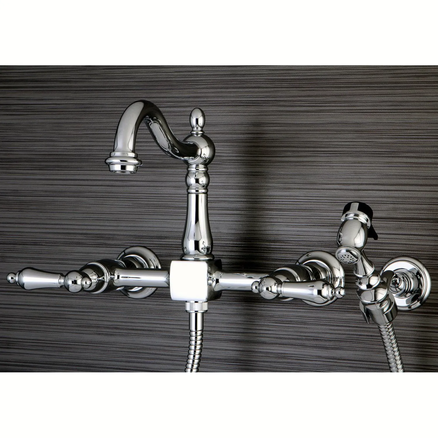 Discount Heritage 8-Inch Centerset Wall Mount Kitchen Faucet with Brass Sprayer Wall Mounted Kitchen Faucets|Faucets With Side Spray