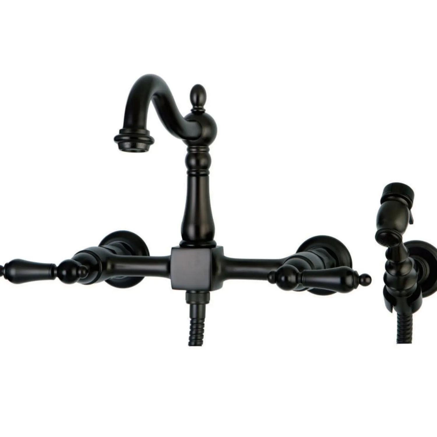 Discount Heritage 8-Inch Centerset Wall Mount Kitchen Faucet with Brass Sprayer Wall Mounted Kitchen Faucets|Faucets With Side Spray