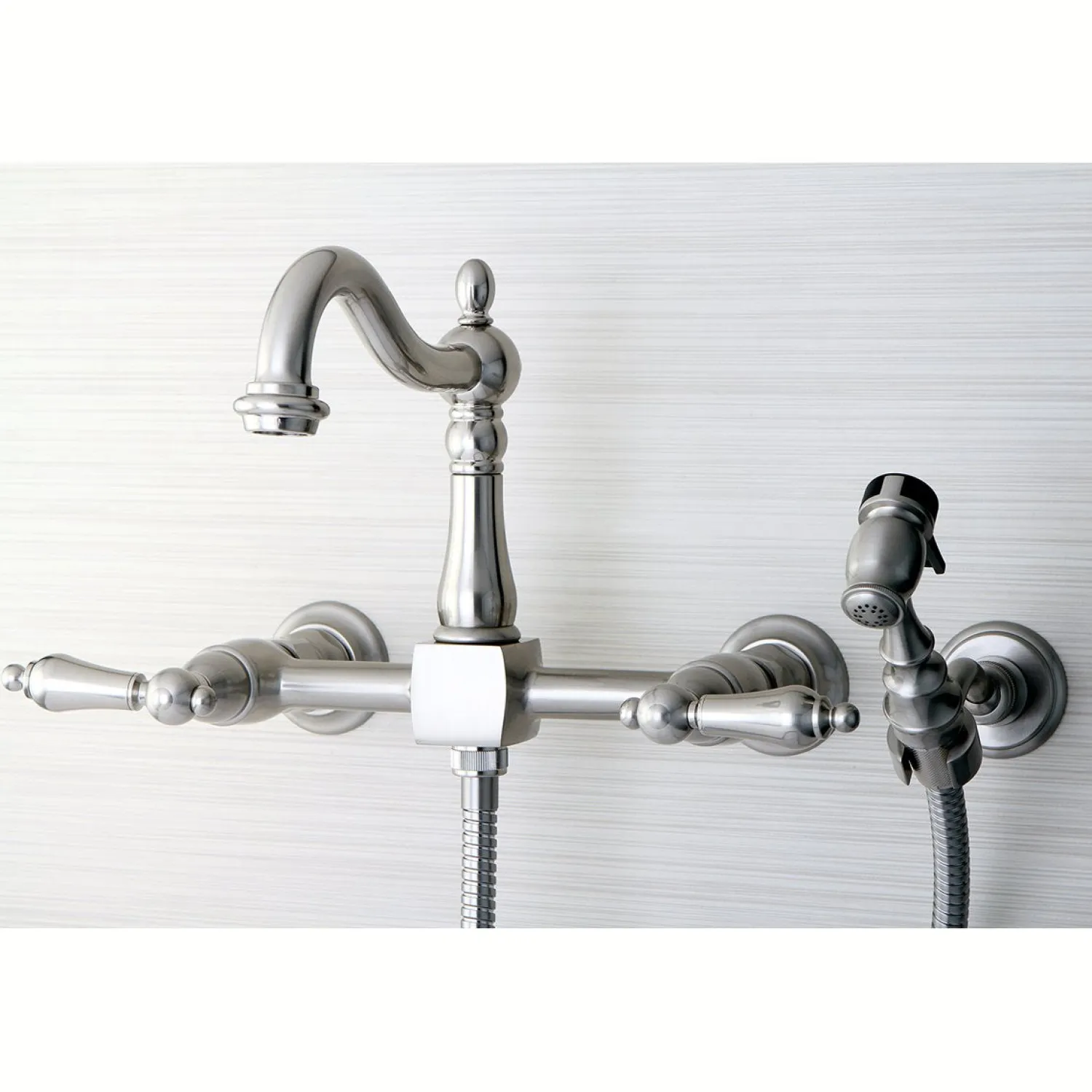 Discount Heritage 8-Inch Centerset Wall Mount Kitchen Faucet with Brass Sprayer Wall Mounted Kitchen Faucets|Faucets With Side Spray