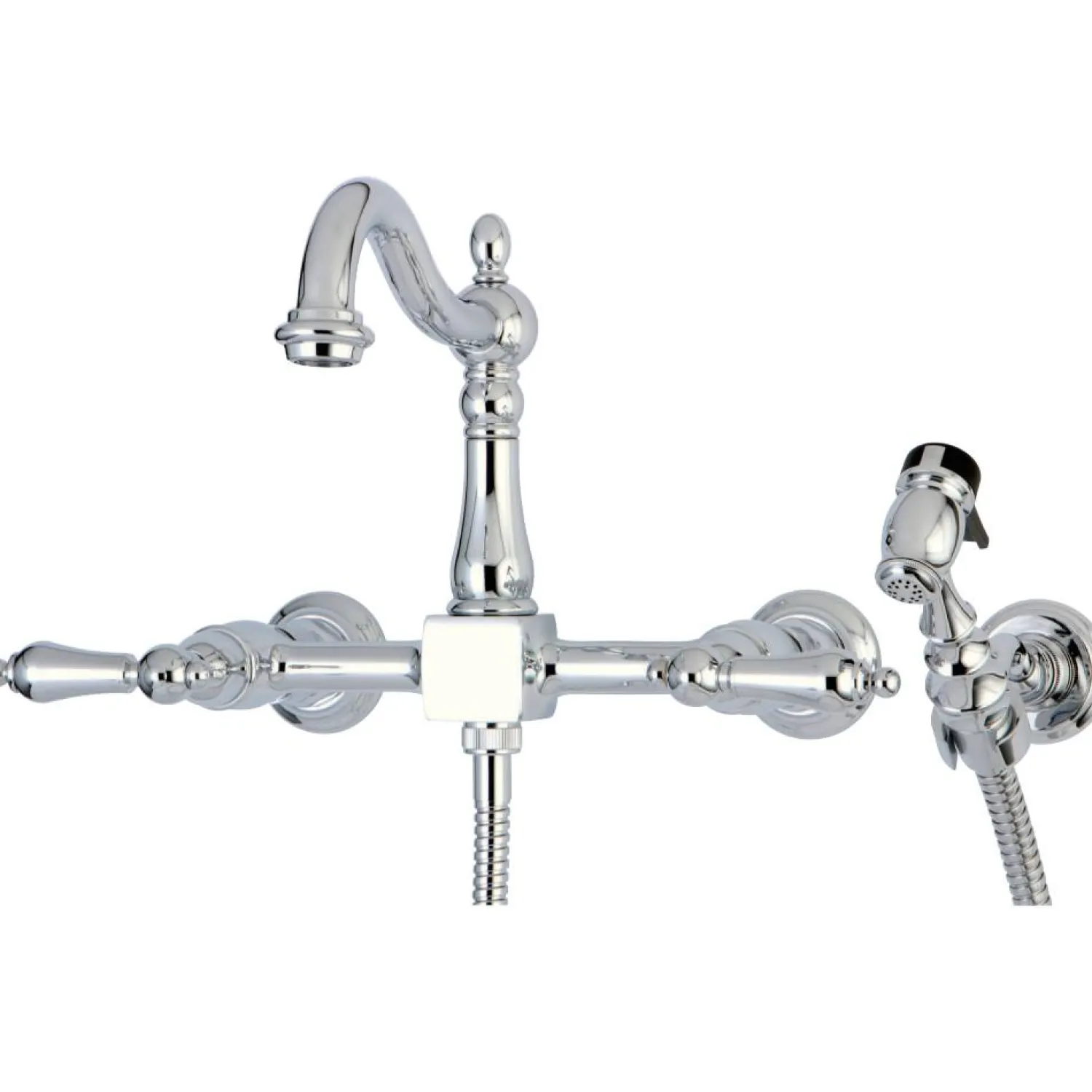 Discount Heritage 8-Inch Centerset Wall Mount Kitchen Faucet with Brass Sprayer Wall Mounted Kitchen Faucets|Faucets With Side Spray
