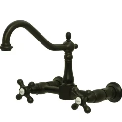 Clearance Heritage 8-Inch Wall Mount 2-Hole Kitchen Faucet Wall Mounted Kitchen Faucets