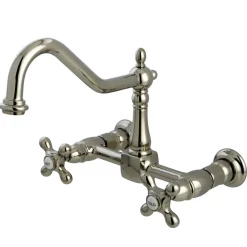 Clearance Heritage 8-Inch Wall Mount 2-Hole Kitchen Faucet Wall Mounted Kitchen Faucets