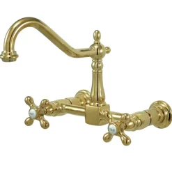 Clearance Heritage 8-Inch Wall Mount 2-Hole Kitchen Faucet Wall Mounted Kitchen Faucets