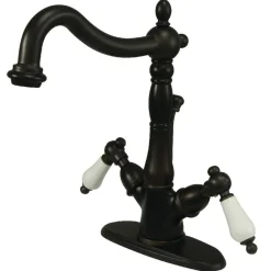 Clearance Heritage 4-Inch Centerset Deck Mount Bathroom Faucet with Pop-Up Drain Single Hole|4