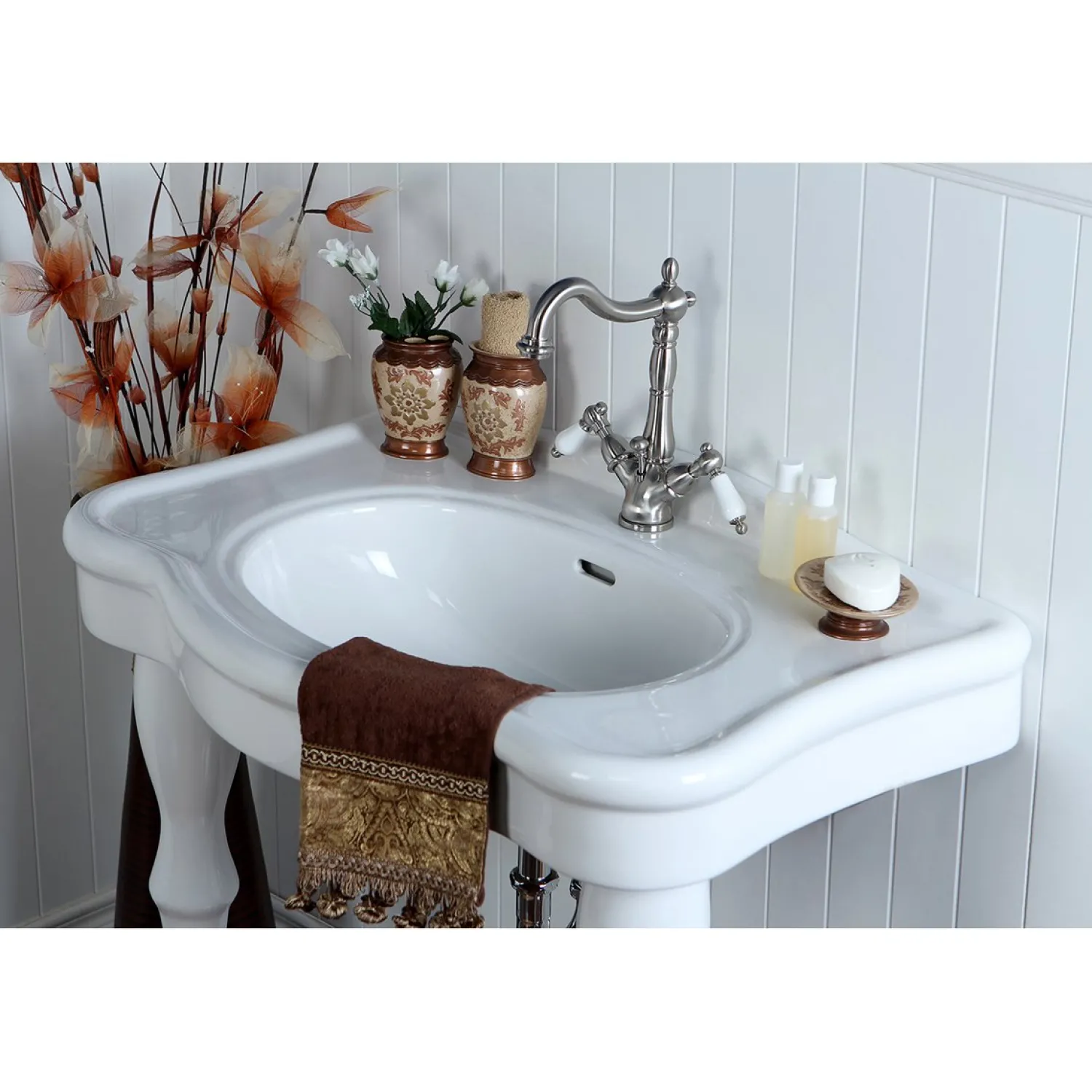 Clearance Heritage 4-Inch Centerset Deck Mount Bathroom Faucet with Pop-Up Drain Single Hole|4" Center Set