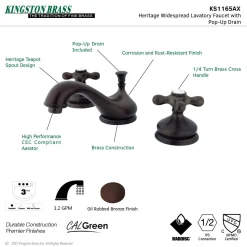 Clearance Heritage 8-Inch Widespread Deck Mount Bathroom Faucet 8