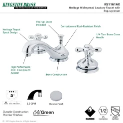Clearance Heritage 8-Inch Widespread Deck Mount Bathroom Faucet 8