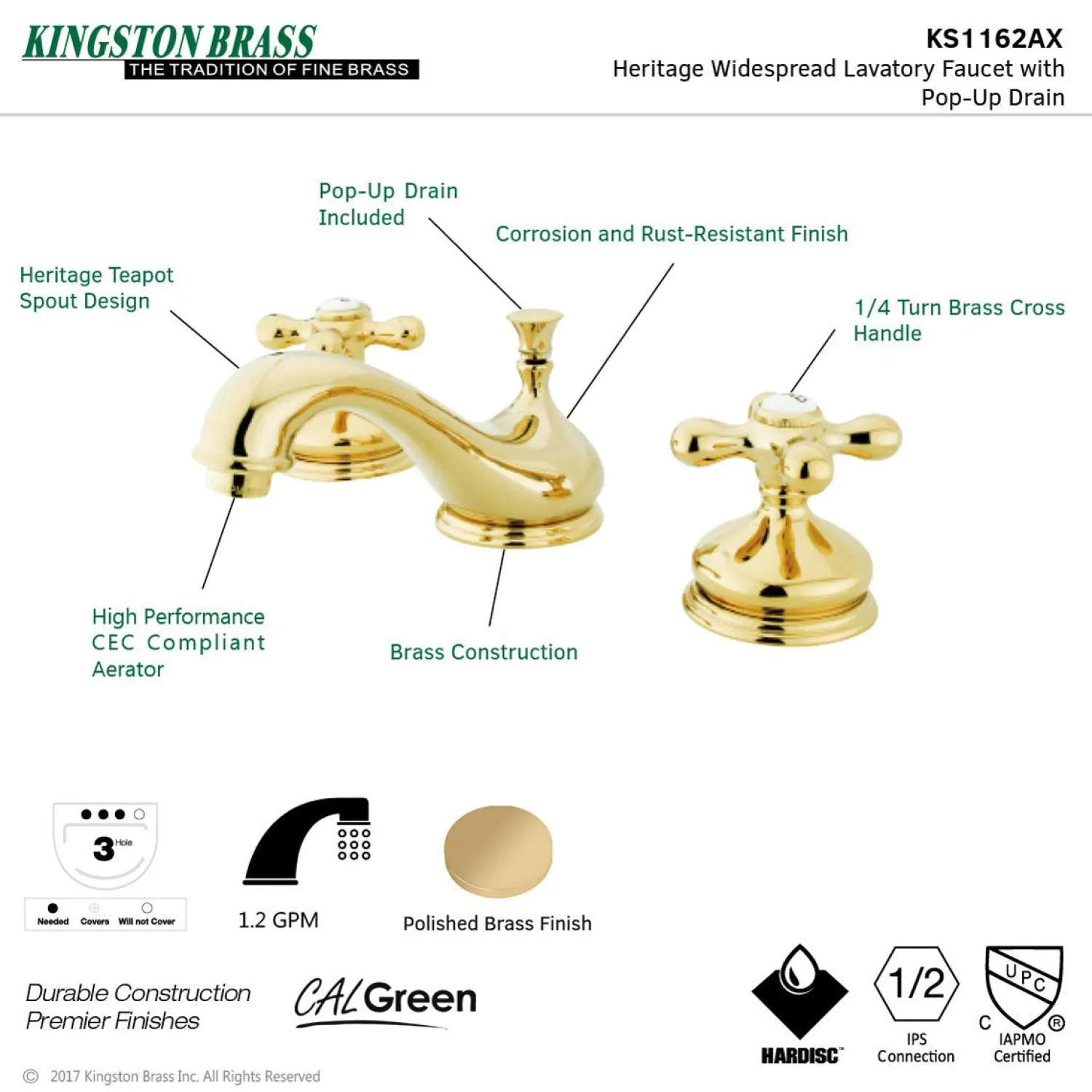 Clearance Heritage 8-Inch Widespread Deck Mount Bathroom Faucet 8" Widespread