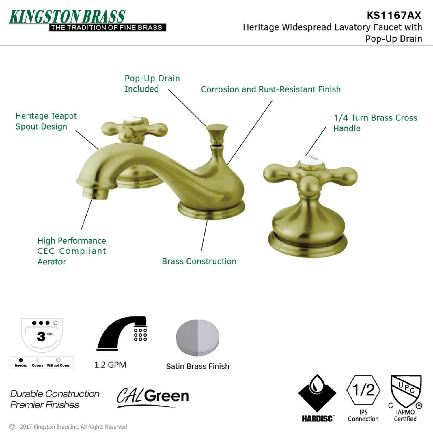 Clearance Heritage 8-Inch Widespread Deck Mount Bathroom Faucet 8" Widespread
