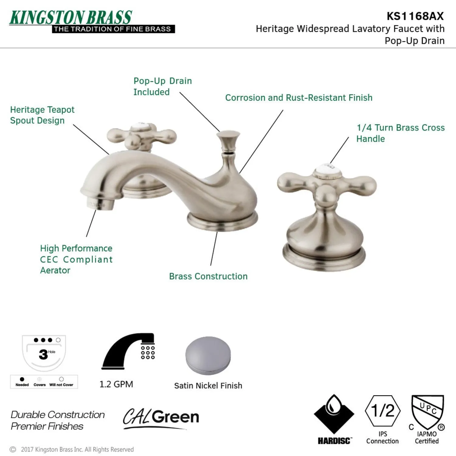 Clearance Heritage 8-Inch Widespread Deck Mount Bathroom Faucet 8" Widespread