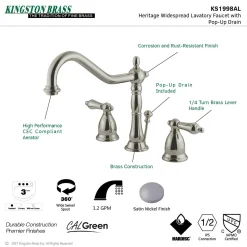Online Heritage 8-Inch Widespread Bathroom Faucet with Brass Pop-Up 8" Widespread