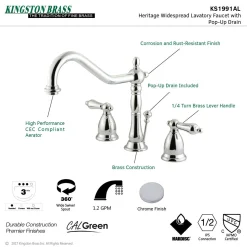 Online Heritage 8-Inch Widespread Bathroom Faucet with Brass Pop-Up 8