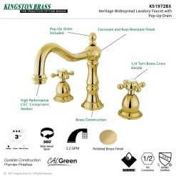 Hot Heritage 8-Inch Widespread Cross-Handle Bathroom Faucet 8" Widespread