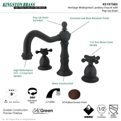 Hot Heritage 8-Inch Widespread Cross-Handle Bathroom Faucet 8