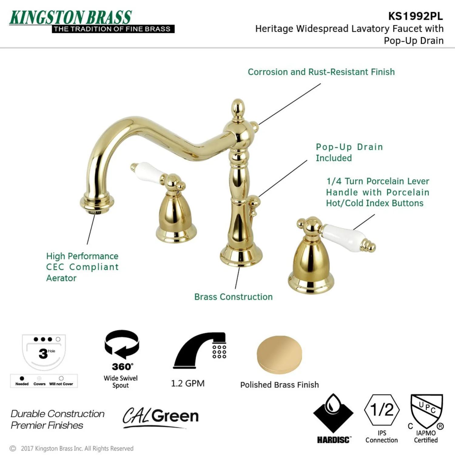 Best Heritage 8-Inch Widespread Lever-Handle Bathroom Faucet 8" Widespread