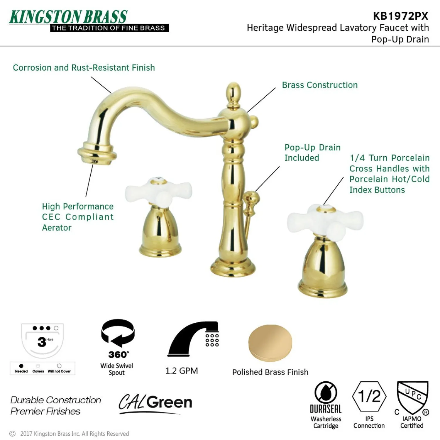 Online Heritage 8-Inch Widespread 3-Hole Bathroom Faucet 8" Widespread