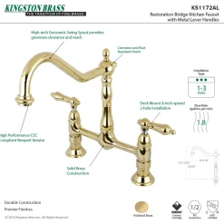 Hot Heritage Kitchen Bridge Faucet Bridge Faucets