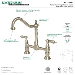 Hot Heritage Kitchen Bridge Faucet Bridge Faucets