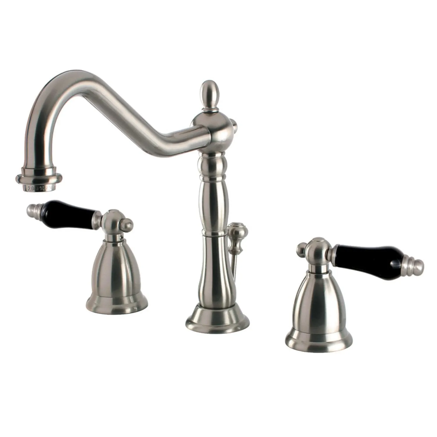 Clearance Heritage Onyx Widespread Lavatory Faucet with Black Porcelain Lever Handle 8" Widespread