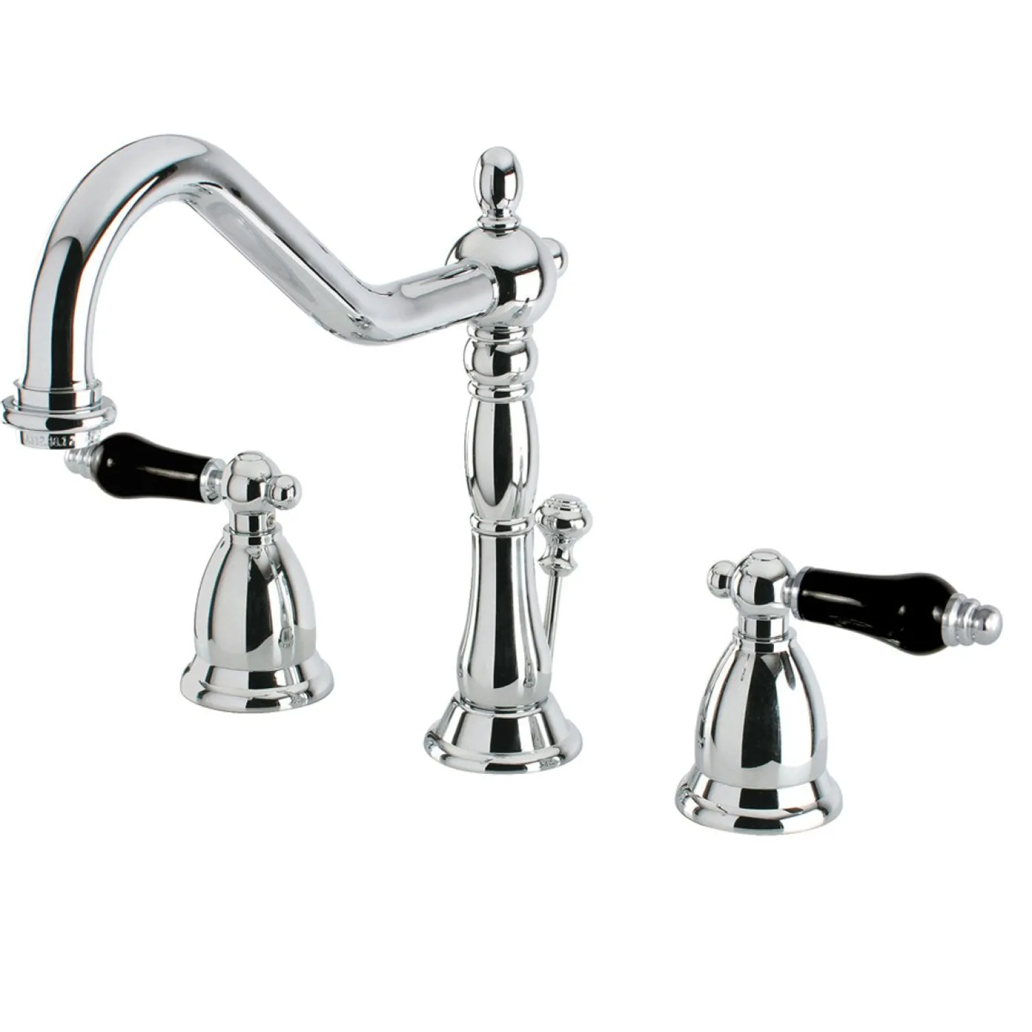 Clearance Heritage Onyx Widespread Lavatory Faucet with Black Porcelain Lever Handle 8" Widespread