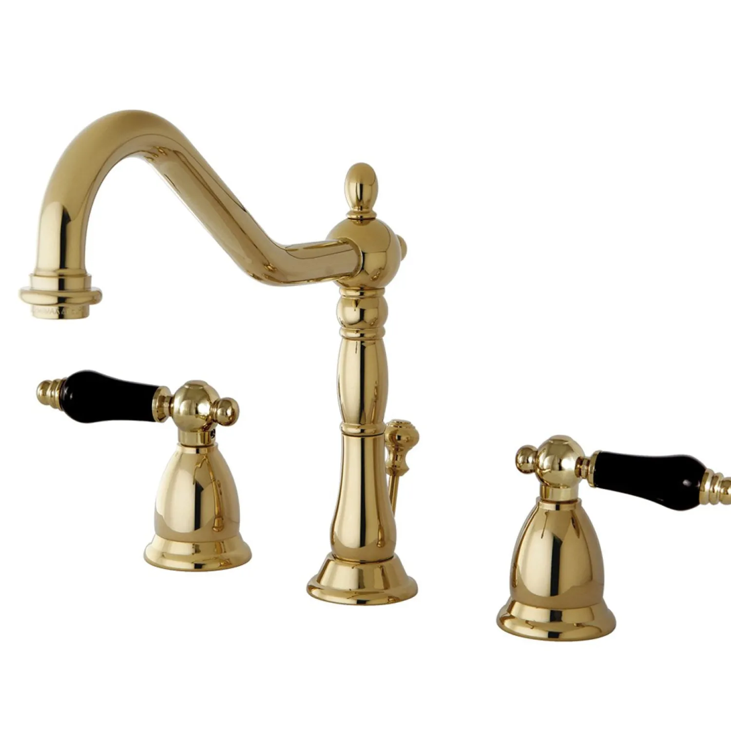 Clearance Heritage Onyx Widespread Lavatory Faucet with Black Porcelain Lever Handle 8" Widespread