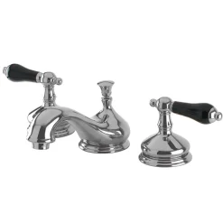 Sale Heritage Onyx Solid Brass Widespread Lavatory Faucet with Black Porcelain Lever Handle 8" Widespread