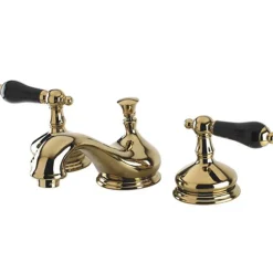 Sale Heritage Onyx Solid Brass Widespread Lavatory Faucet with Black Porcelain Lever Handle 8