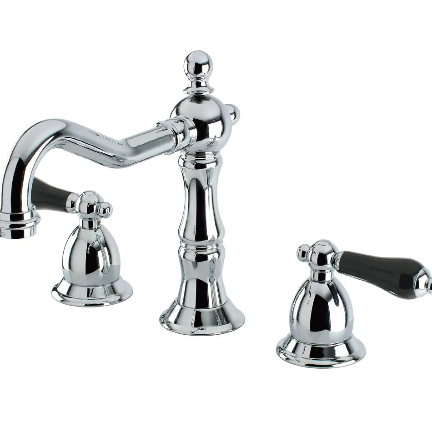 Clearance Heritage Onyx Traditional Widespread Lavatory Faucet with Black Porcelain Lever Handle 8" Widespread