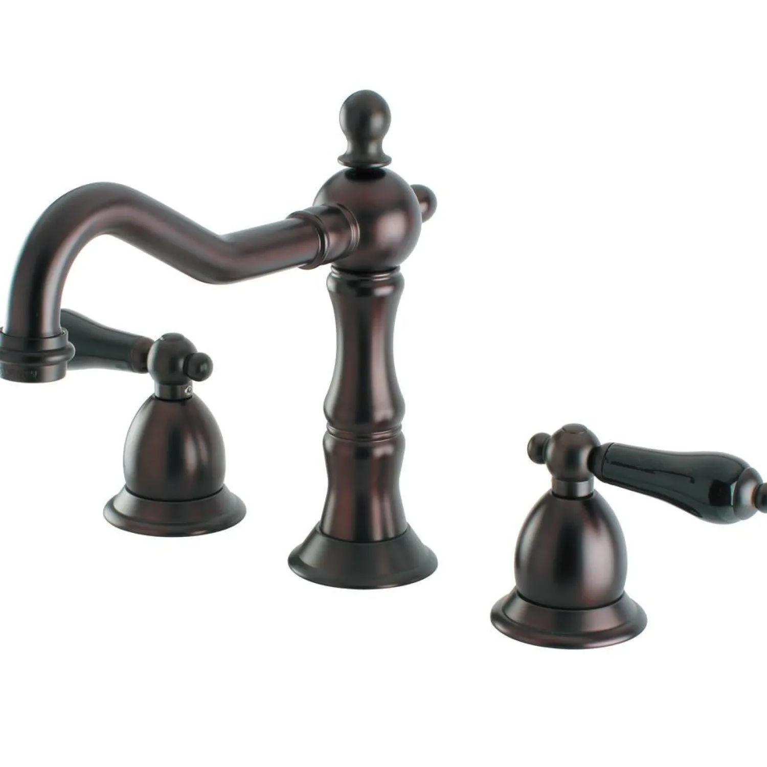 Clearance Heritage Onyx Traditional Widespread Lavatory Faucet with Black Porcelain Lever Handle 8" Widespread